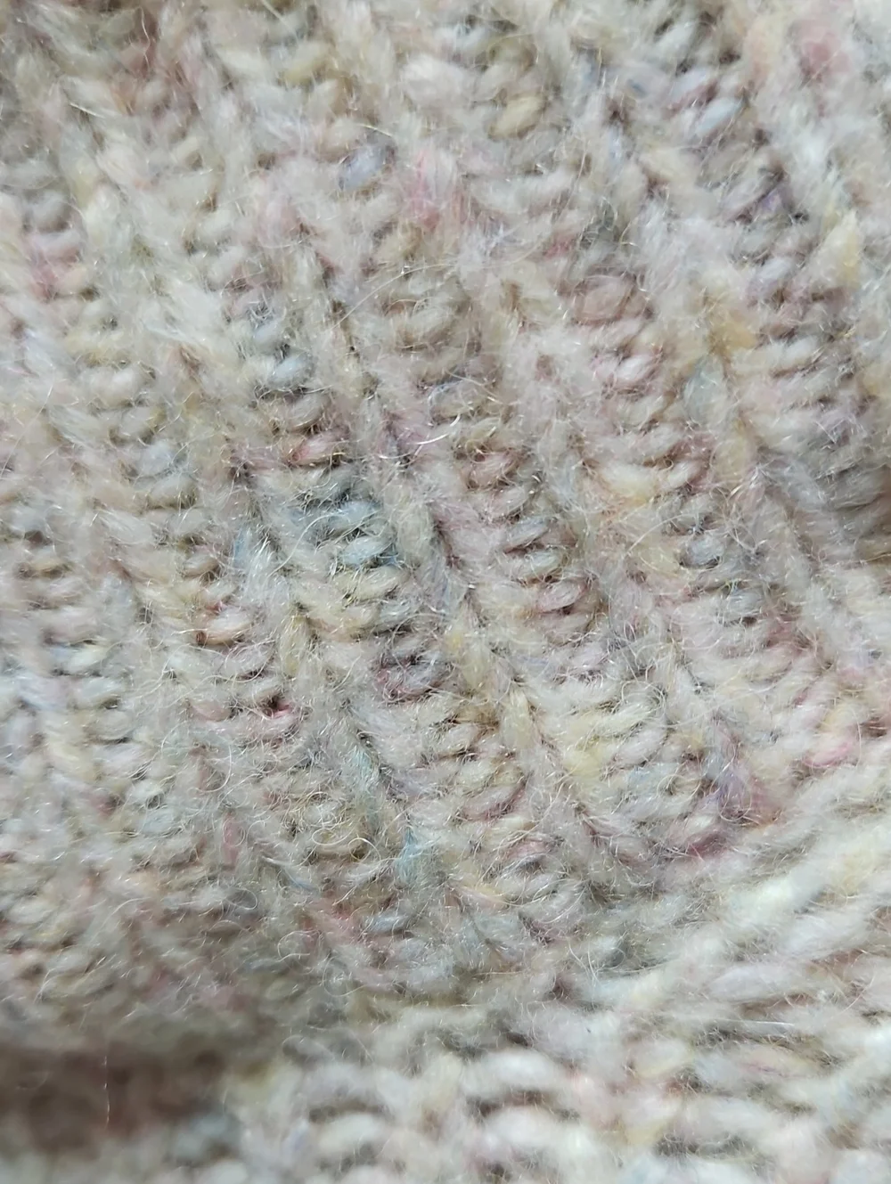 J. Crew Cream Wool Alpaca Wide Button High Neck Mottled Green And Pink Sweater